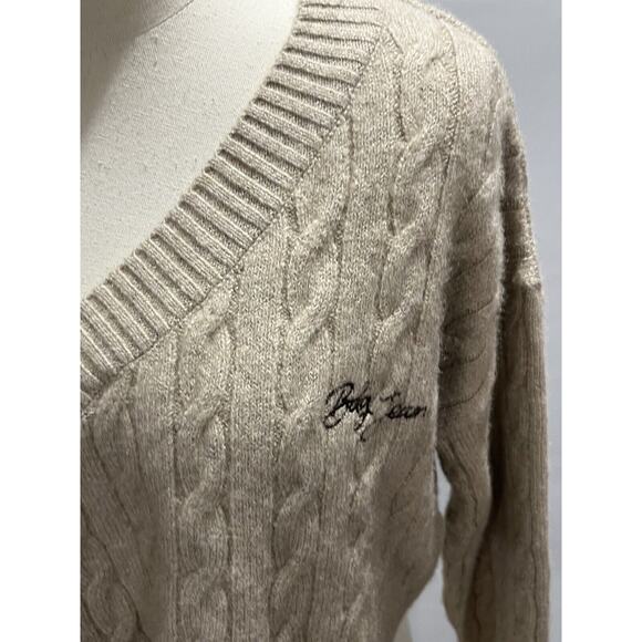 BDG Urban Outfitters Sand Cable Knit Long Sleeve Crop Baggy Sweater Sz XS New - Picture 4 of 14